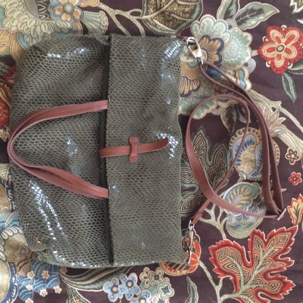 Sorial Green Snakeskin Print Purse
